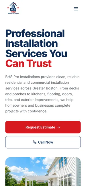 BHS Pro Installations website on a phone