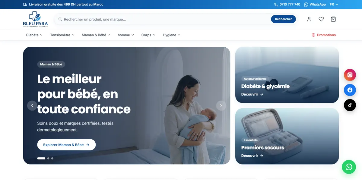 Bleu Para website, built by Amana Digital USA