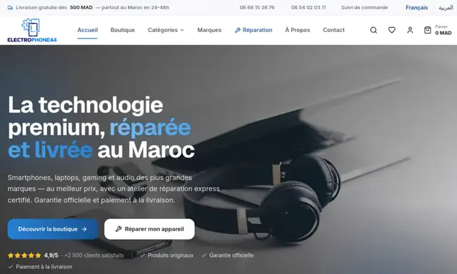 Electrophone 44 website on desktop, built by Amana Digital USA
