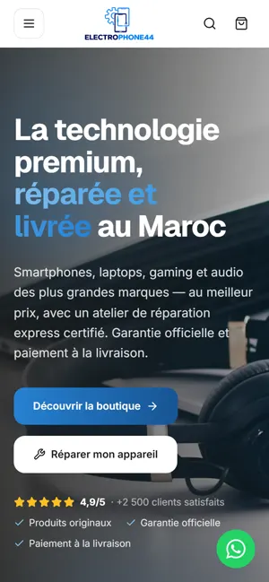 Electrophone 44 website on a phone
