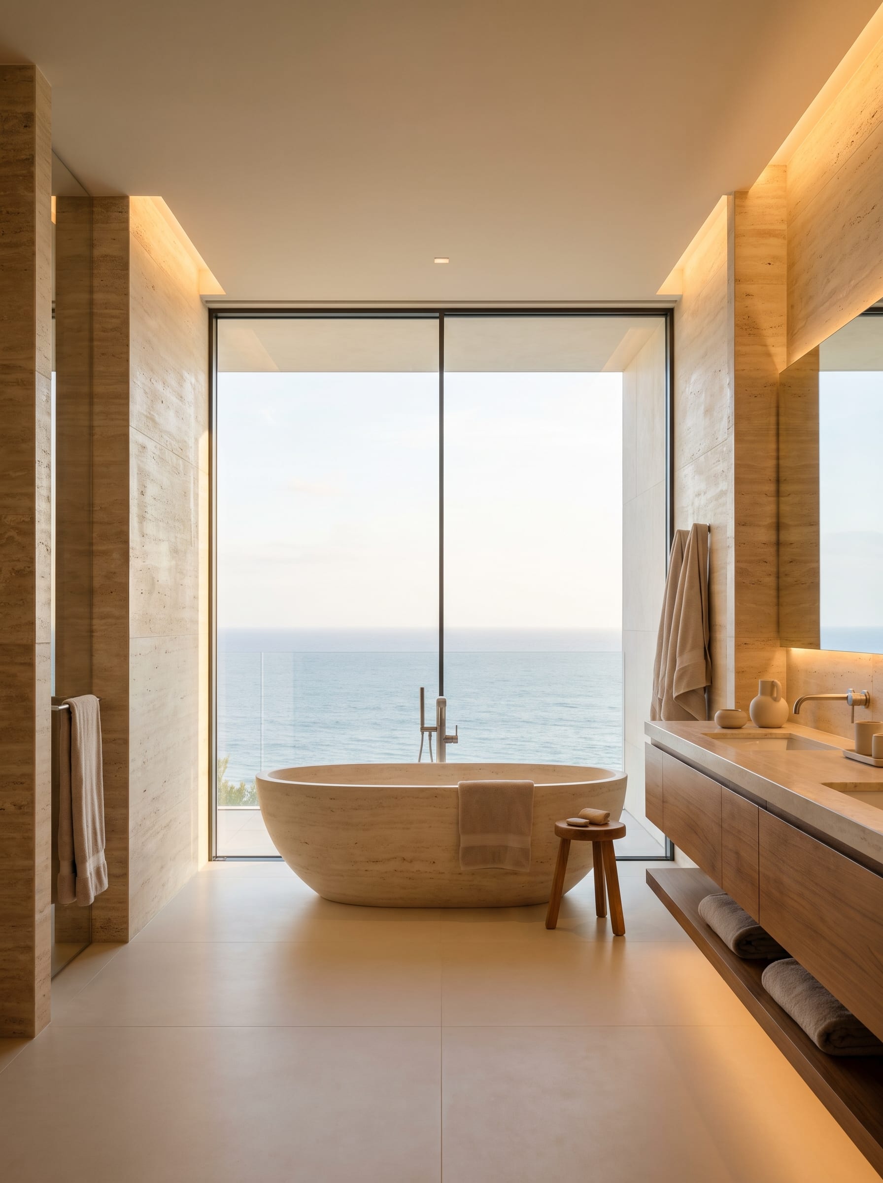 Luxury master bathroom with ocean view