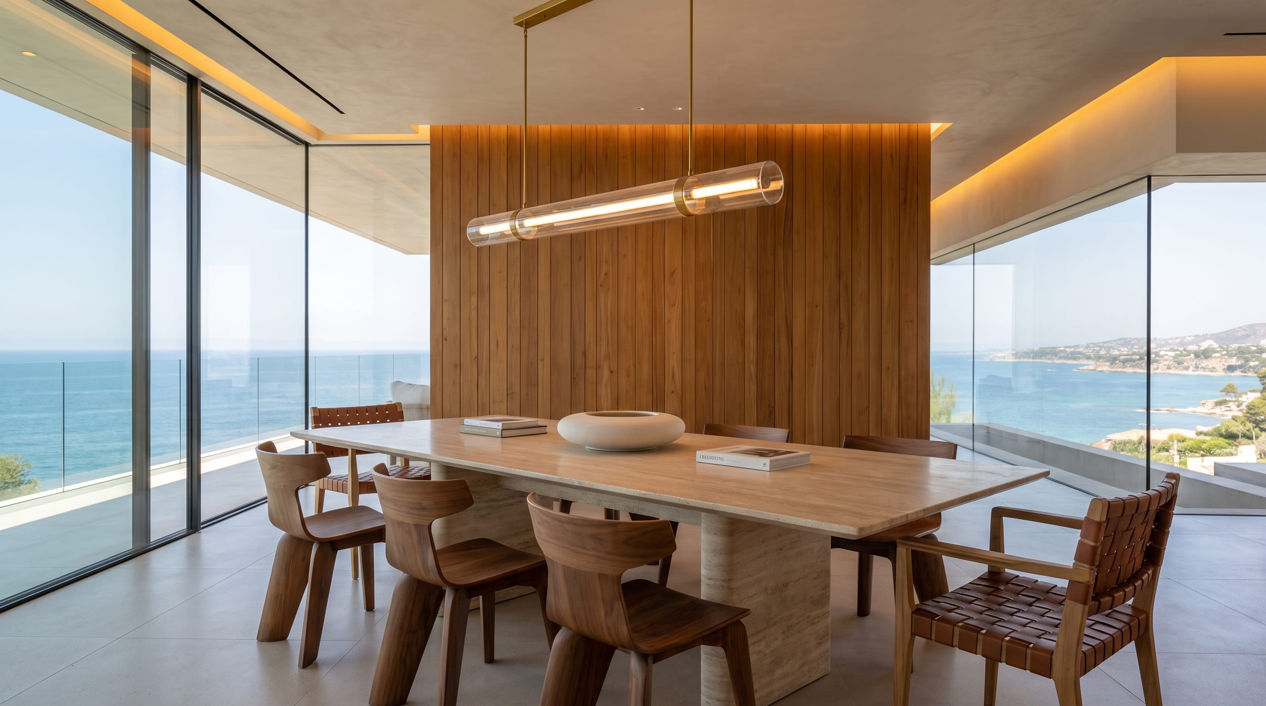 Elegant dining area with ocean view