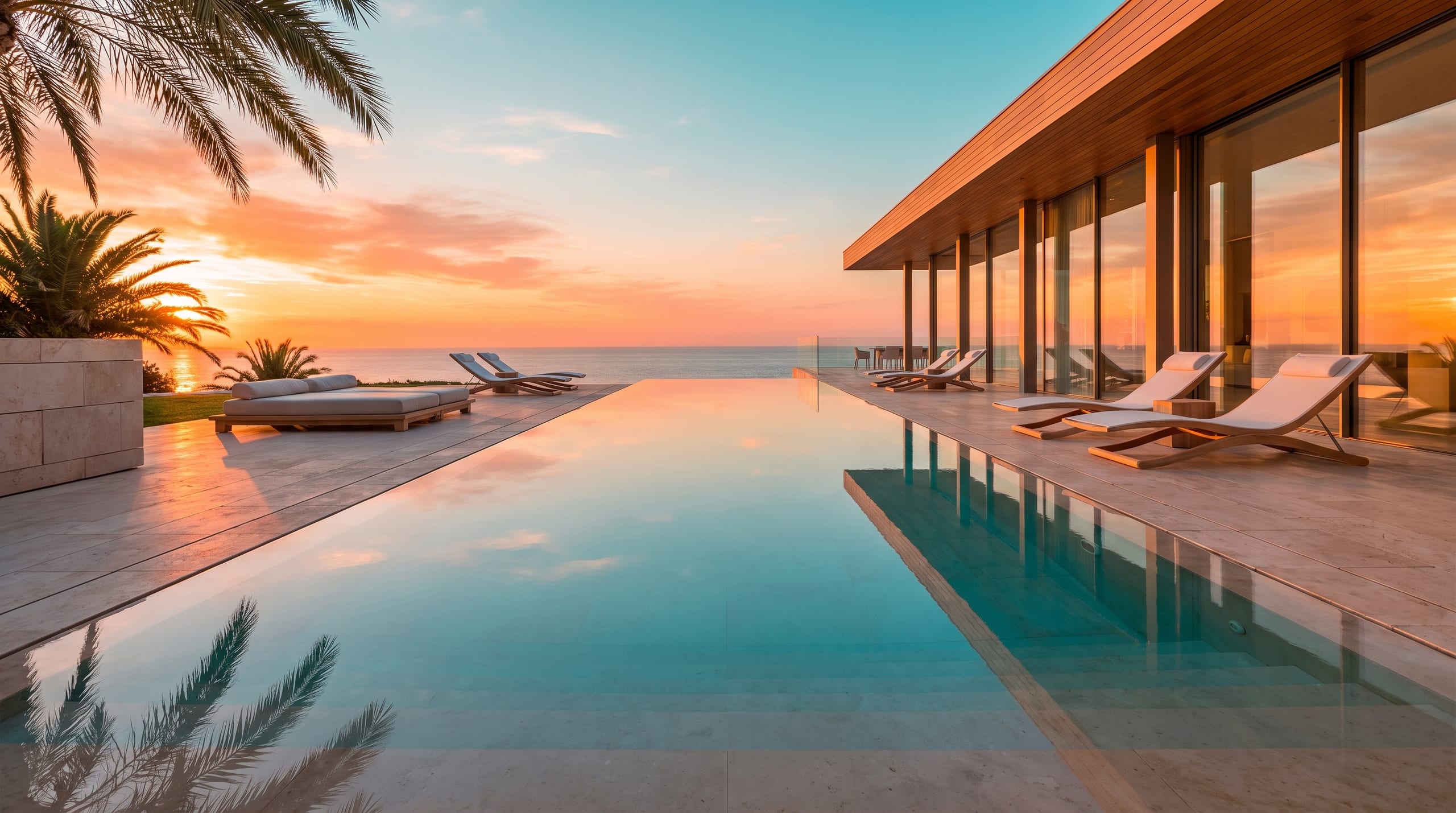 Infinity pool merging with the sea